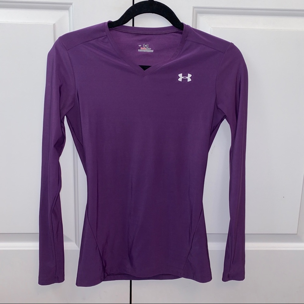 Under Armour Heat Gear Purple V Neck Top